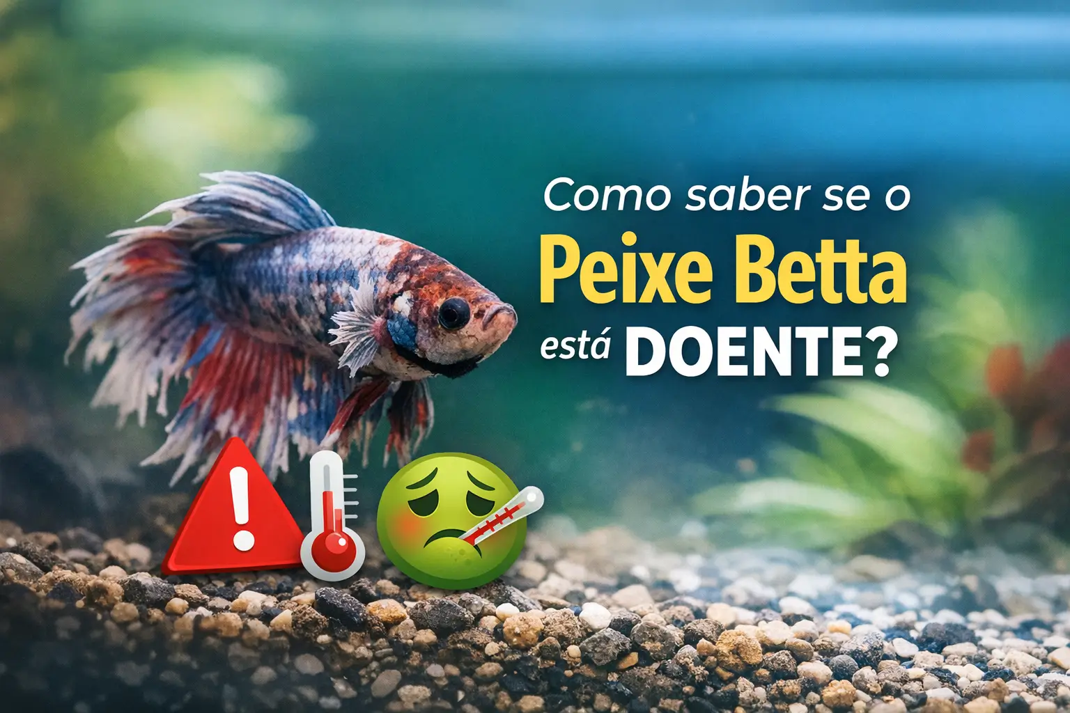 Betta colorido nadando em aquário com plantas ao fundo